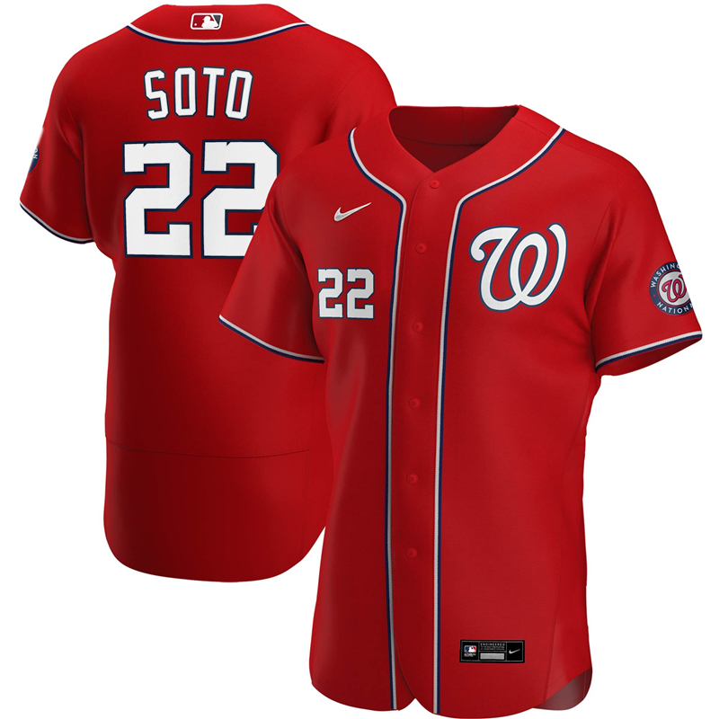 Men Washington Nationals #22 Juan Soto Nike Red Alternate 2020 Authentic Player Jersey 